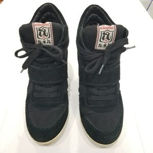 ASH Bowie Black Suede Sneaker Wedges. Size 36/6